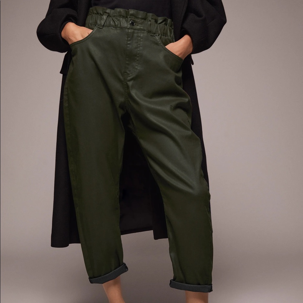 Zara paperbag coated high waisted trouser